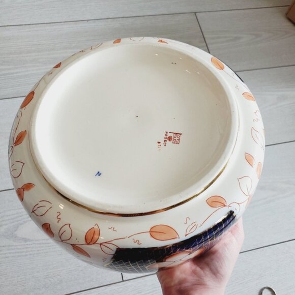 Antique Imari Silver Plated Porcelain Shabby Salad Bowl by HRS & Co England - Picture 8 of 8